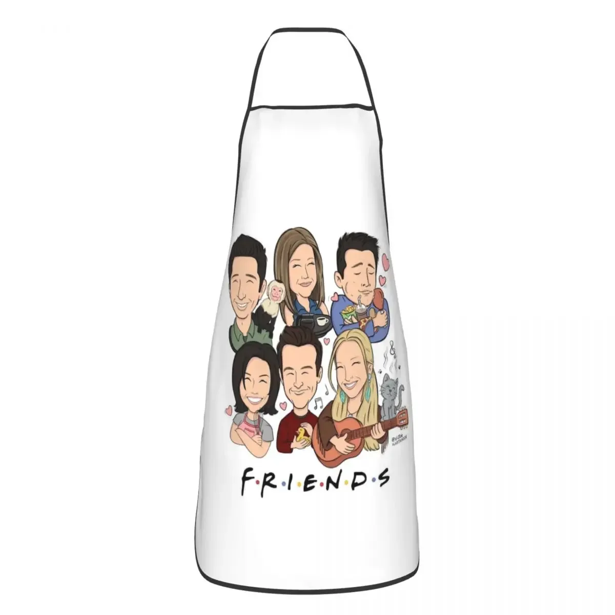 Funny Cartoon Comic Friends Bib Aprons Men Women Unisex Kitchen Chef TV Show Tablier Cuisine for Cooking Baking Gardening