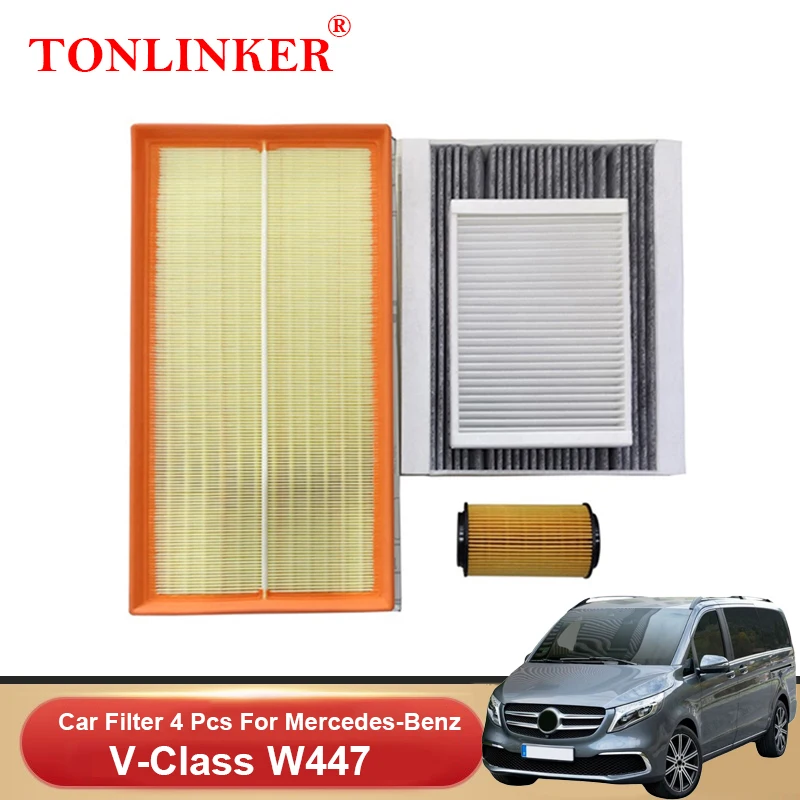 TONLINKER Cabin Air Filter Oil Filter For Mercedes Benz V Class W447 2014-2020 250AT M274 200d 220d 250d OM651 Car Accessories