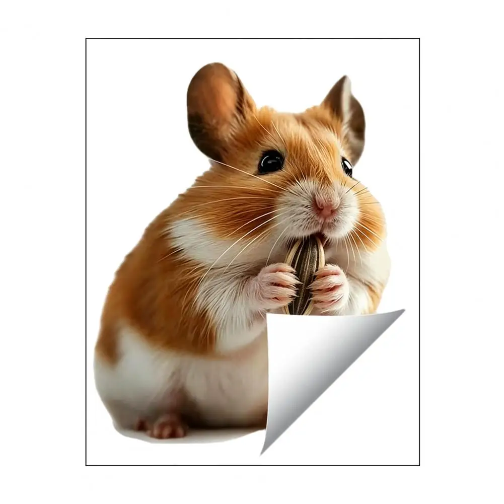 Seasonal Decorative Window Film Realistic Hamster Static Window Sticker Sunflower Daisy Vinyl Decal Removable for Room