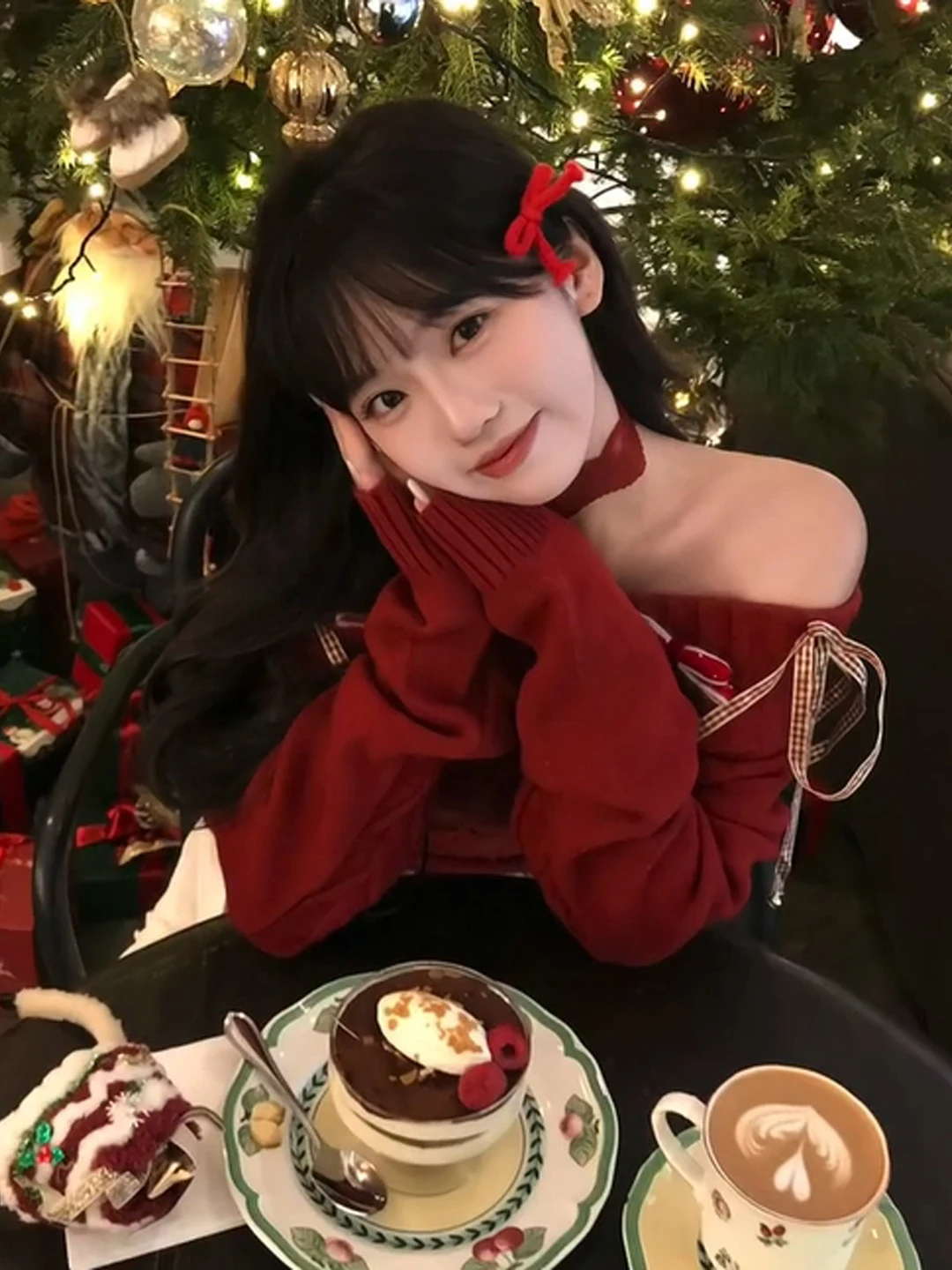 

Red One-oulder Sweater Gentle Sle Faionable Winter Women's Knitted Top Ci Walk Country Tour Busin Par Daily Outdoor