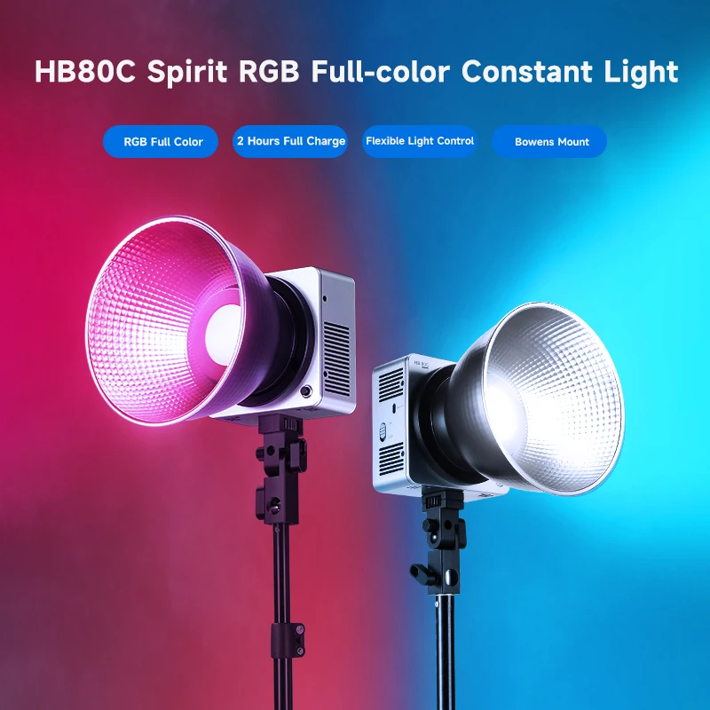 For HB80C 80W USB Powered  Pocket Constant Fill Light Photography Dual-Color Temperature RGB Full-Color COB Plastic