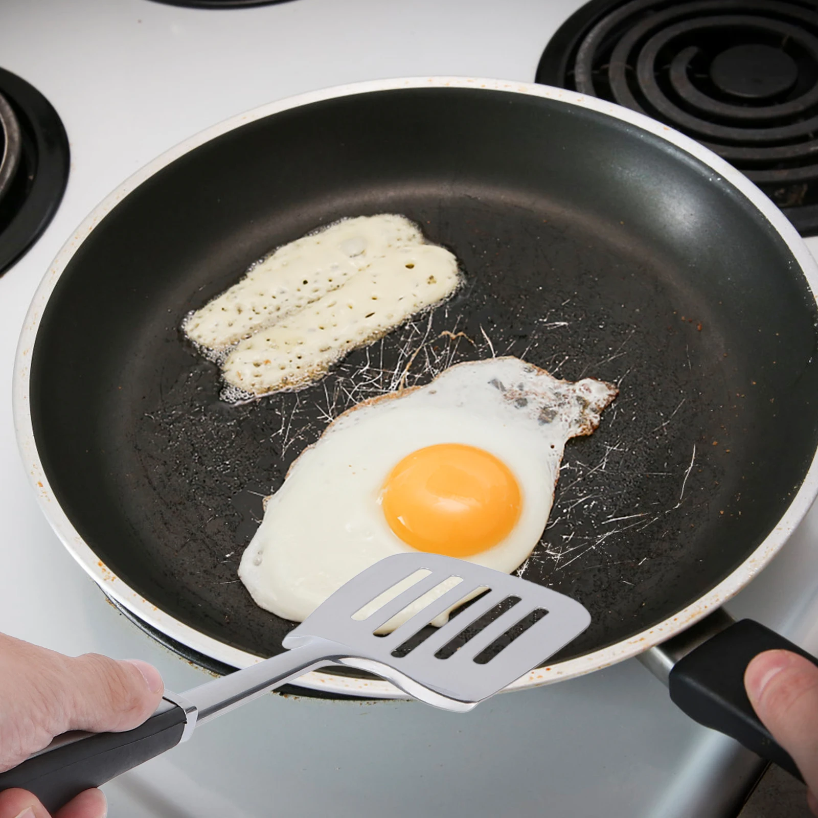

Multifunctional Stainless Steel Slotted Turner Lightweight Kitchen Catering Home Cooking Vegetables Meats Fish Poultry