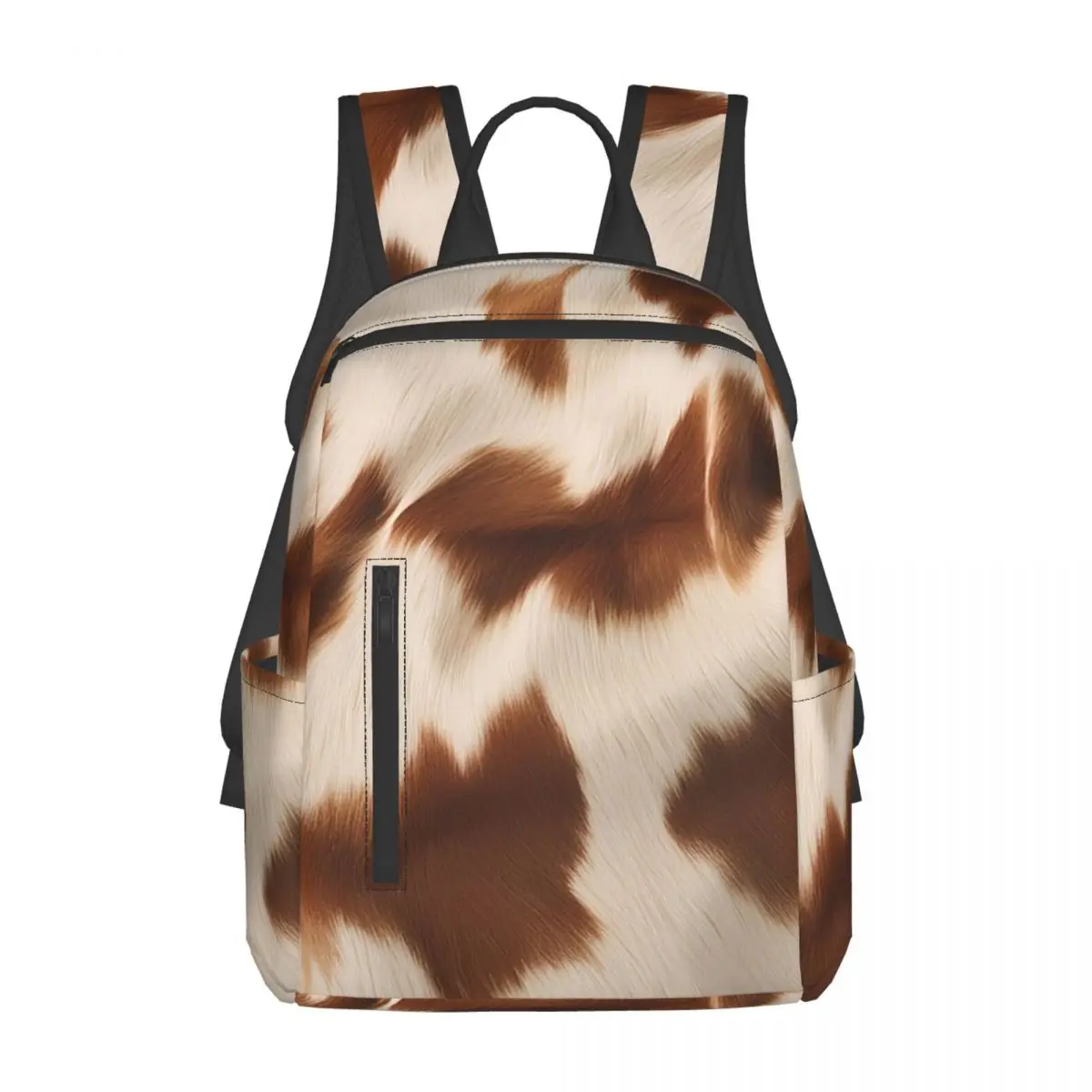 スタイリッシュな牛革風テクスチャ、牛革プリント柄バックパック、デイパック、子供用ブックバッグ、スクールバッグ、ショルダーバッグ、男女兼用