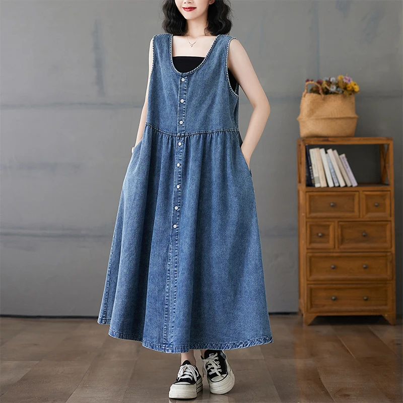 

Джинсовый жилет с водной талией в стиле ретро, Гонконг, женский модный круглый жилет на пуговицах, верхняя одежда Lon...