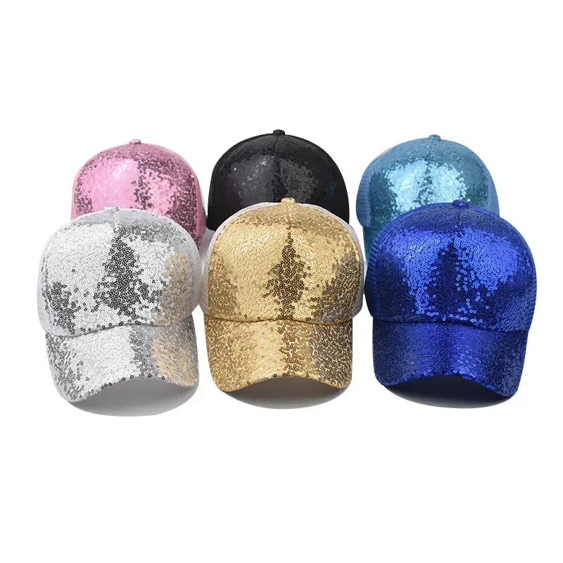 Sparkly Gold Sequin Mesh Trucker Hat for Women Adjustable  display picture 3