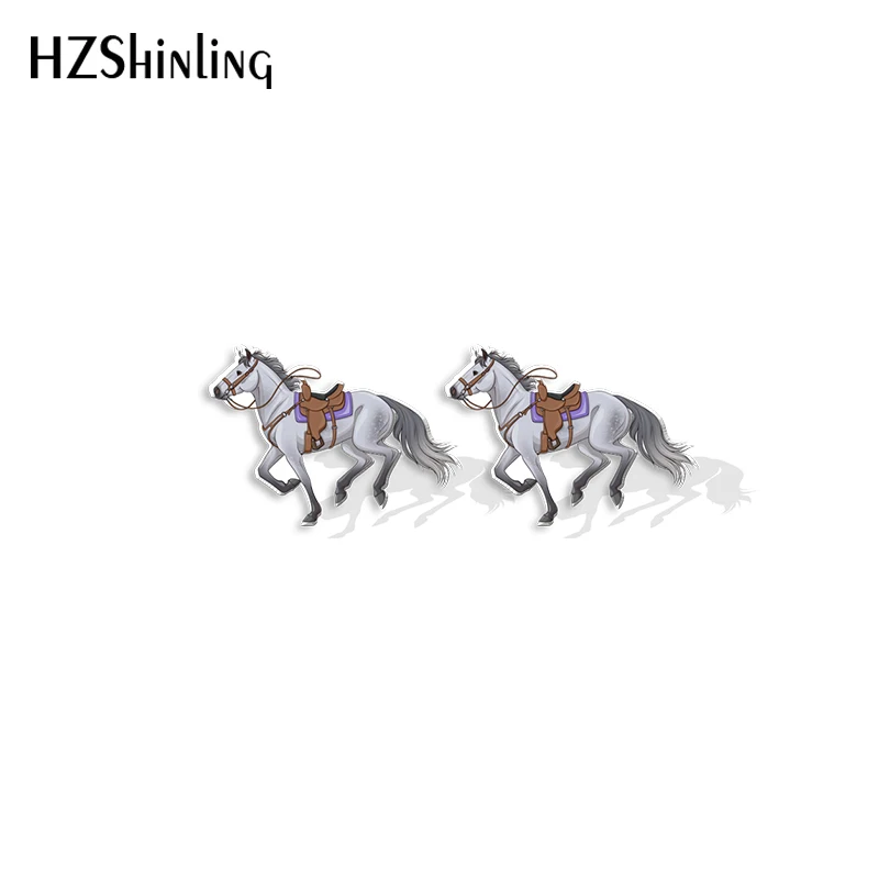 2022 New Western Horse Stud Earring Animal Acrylic Resin Earrings Epoxy Handmade Jewelry Gifts Friends