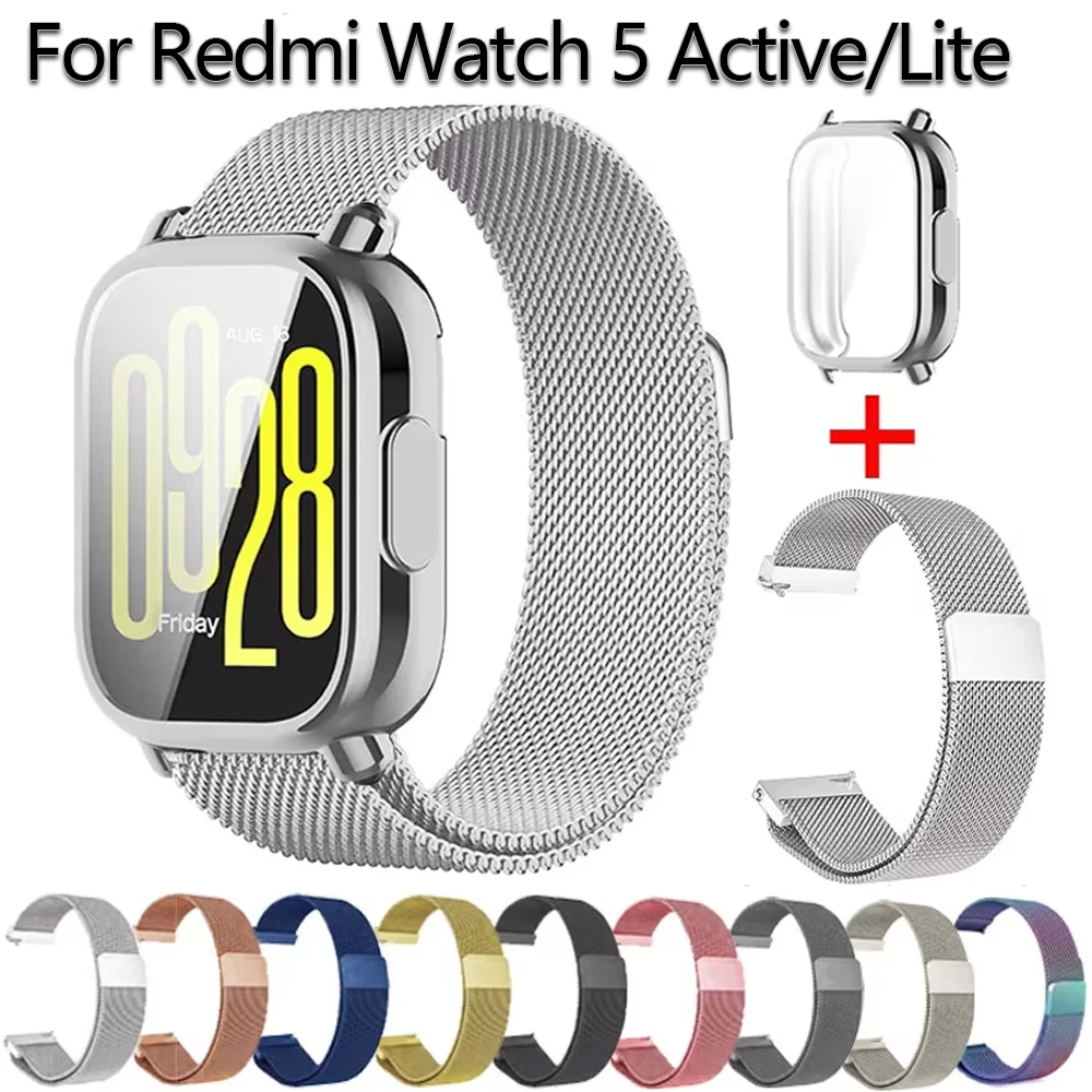 

Milanese Mesh Strap For Redmi Watch 5 Active Band With Case Screen Protector Redmi Watch Lite Watchbands Bracelet Accessories