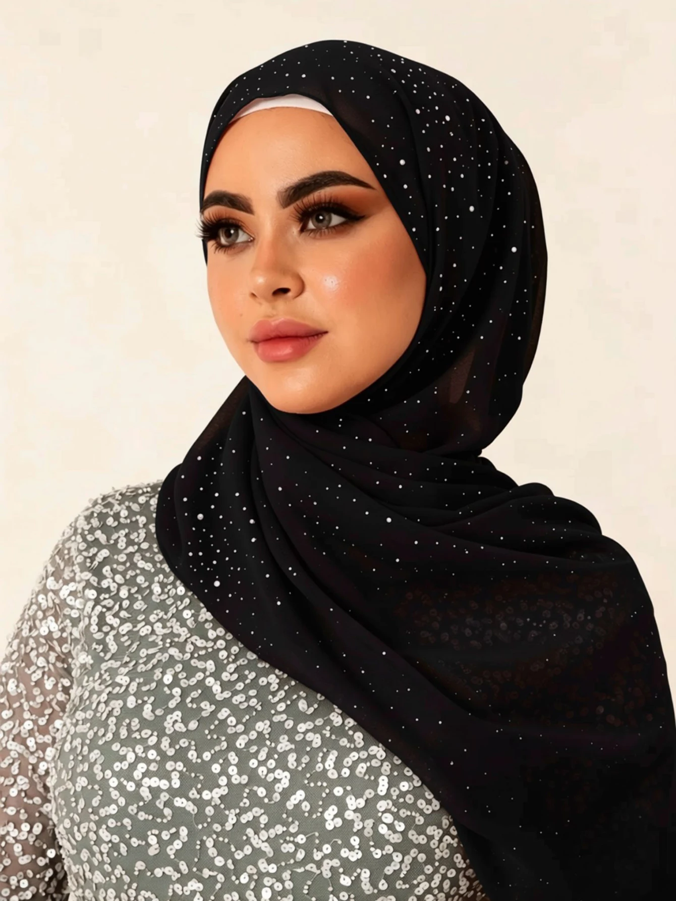 

Luxury Rhinestone Hijab Pearl Chiffon Scarves Islamic Crystal Hjab Shawls and Wraps Women Muslim Foulard Tudung Bawal