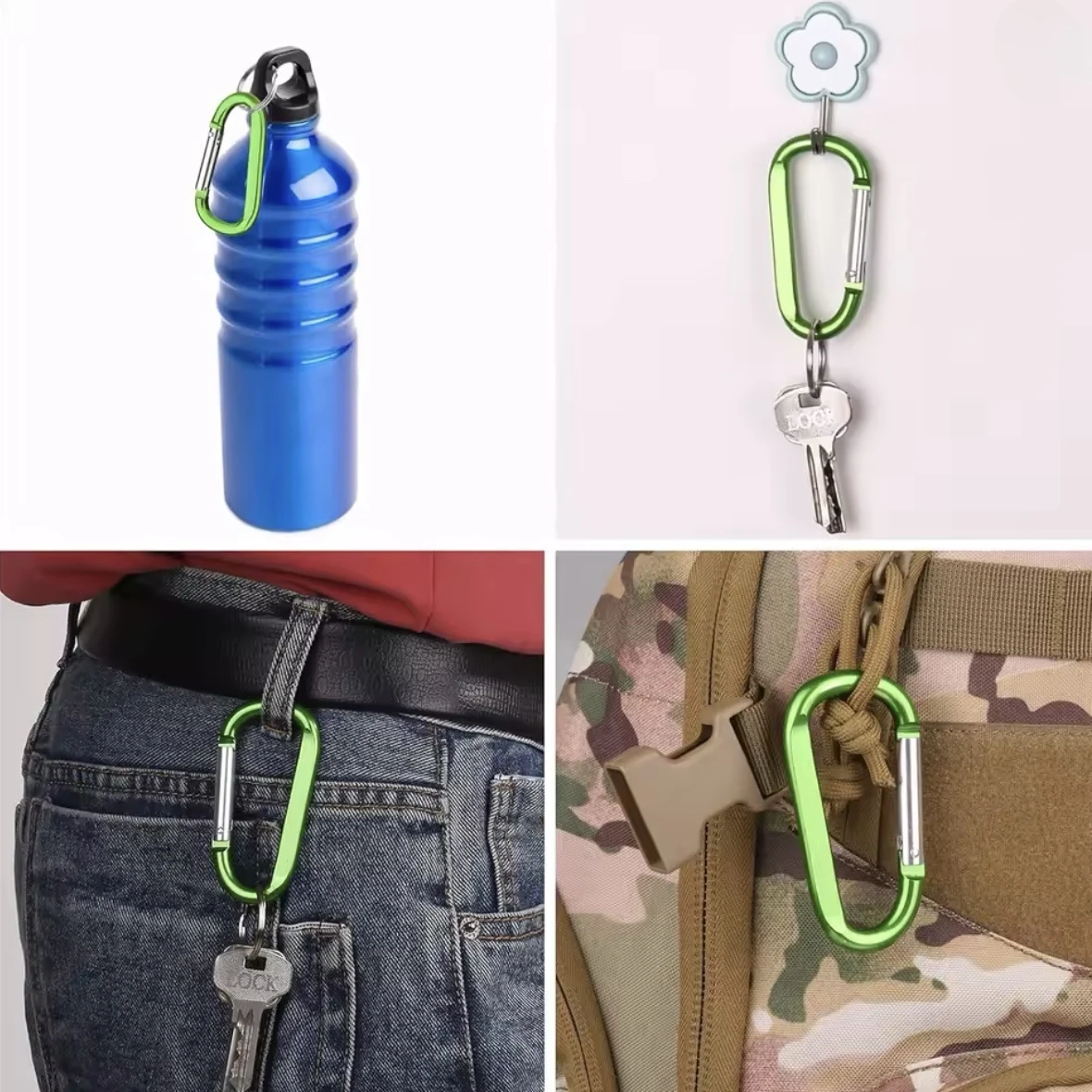 Kleiner D-förmiger Karabiner-Schlüsselanhänger, Multifunktionaler Federschnappverschluss, Schlüsselring-Clip für Outdoor-Camping, Tägliches EDC-Tragezubehör – Detail 2