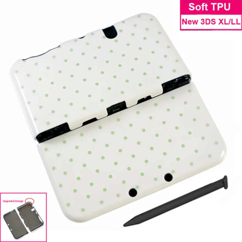 Cute Polka Dot Protective Case For NEW 3DSXL Soft Shell For NEW 3DSLL Split Type Full Protect Shell Scratch-Resistant With Stylu