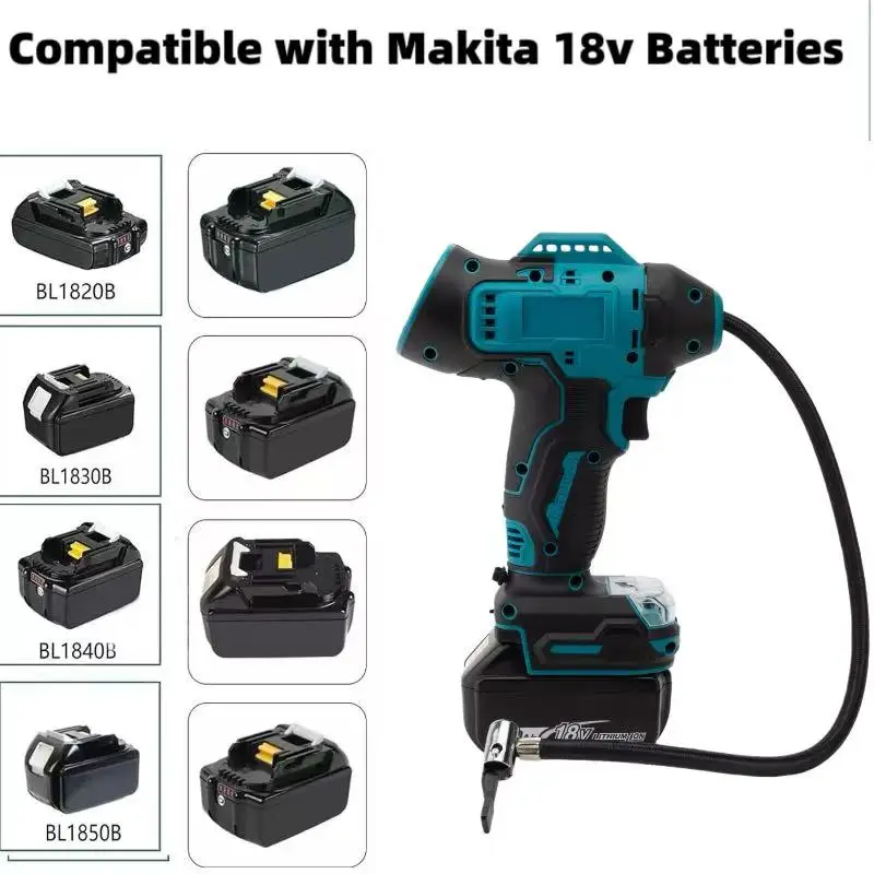 Cordless Tire Inflator Air Compressor for Makita 18V For Dewalt / Milwaukee / Bosch Battery, Portable Handheld(No Batteries)