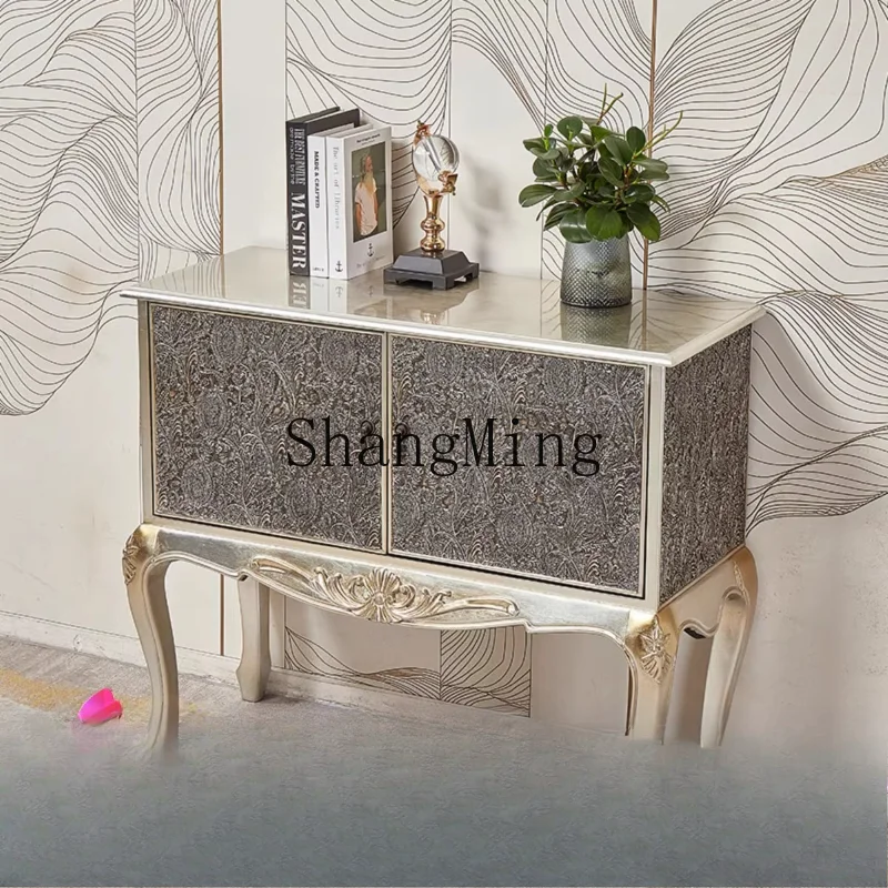 

CL foyer entrance TV storage wine cabinet creative Chinese antique style dining side cabinet carved