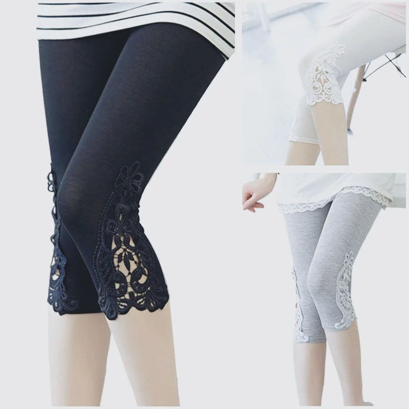 Onzichtbare kruisbroek Kant dames cropped broek Kant zomerlegging Ademend dun sexy volledig open legging Dames