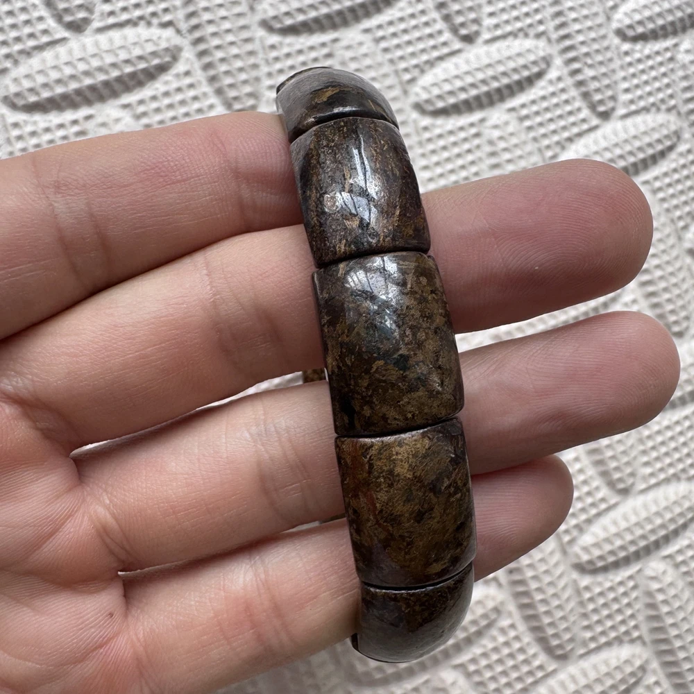 Wholesale 1pcs 100% Natural Bronzite Bracelet,Healing Gemstone Jewelry Bracelet 14x18mm,18cm