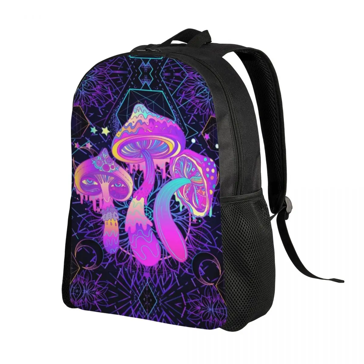 Trippy Mushrooms Laptop Backpack Women Men Basic Bookbag for College School Student Magic Psychedelic Bags