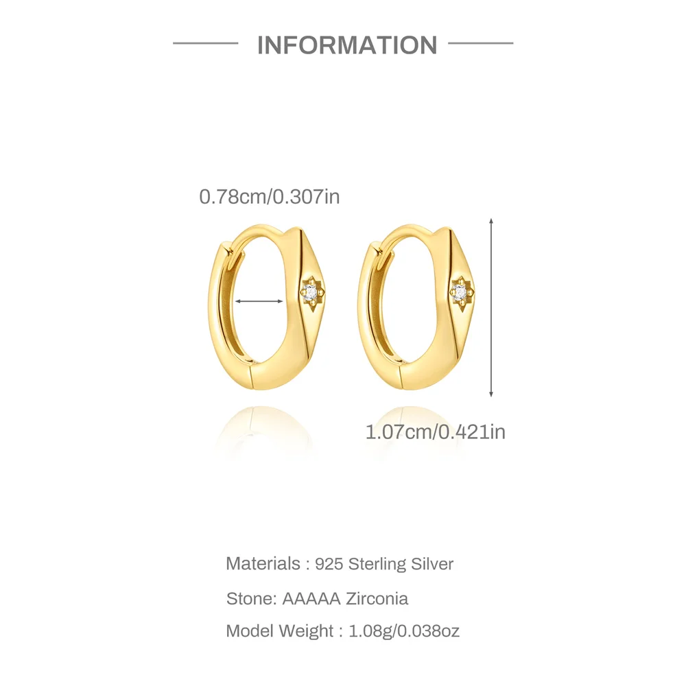 Aide 925 Sterling Silver Luxury Hoop Earrings Zircon Handmake Rhombic Cartilage Round Huggies Earrings for Women Fine Jewelry