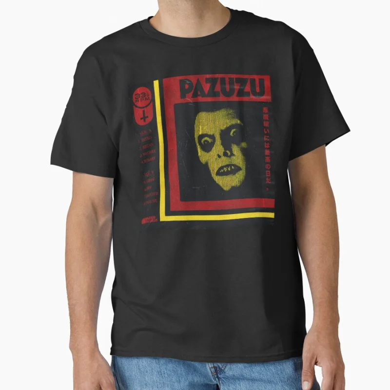 

Pazuzu Album Cover tee Retro horror movie The exorcist face creepy demon Scary halloween Gift T shirt for men large size Tops