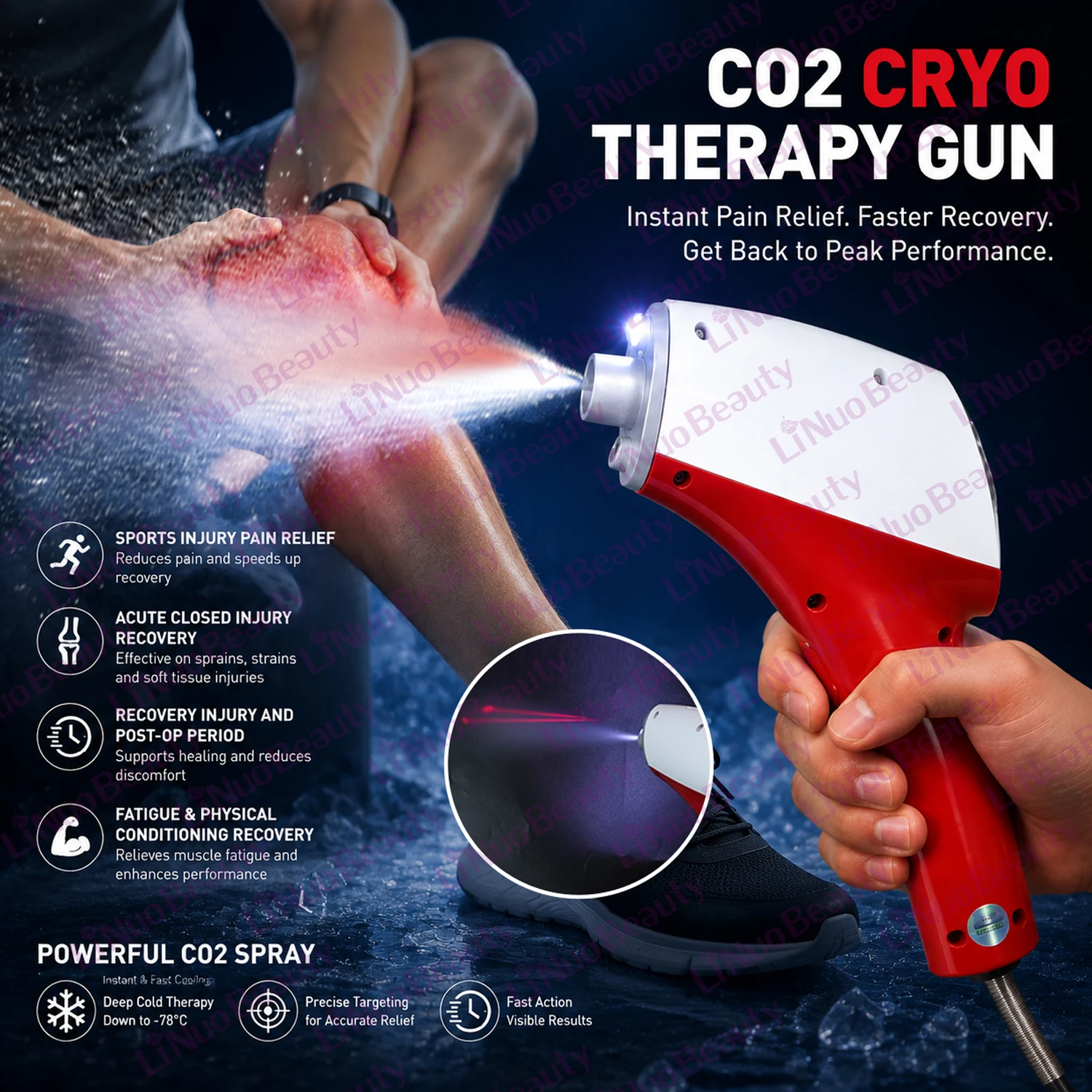Professional Portable Co2 Shock Cryo Therapy Device for Immediate Pain Blocking and Faster Recovery