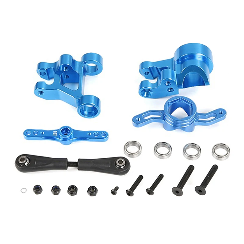 Aluminum Push-Pull Steering Wiper Arm Double Cog 15T 17T Kit for 1/5 Scale LOSI 5IVE-T Rovan LT and SLT-Blue