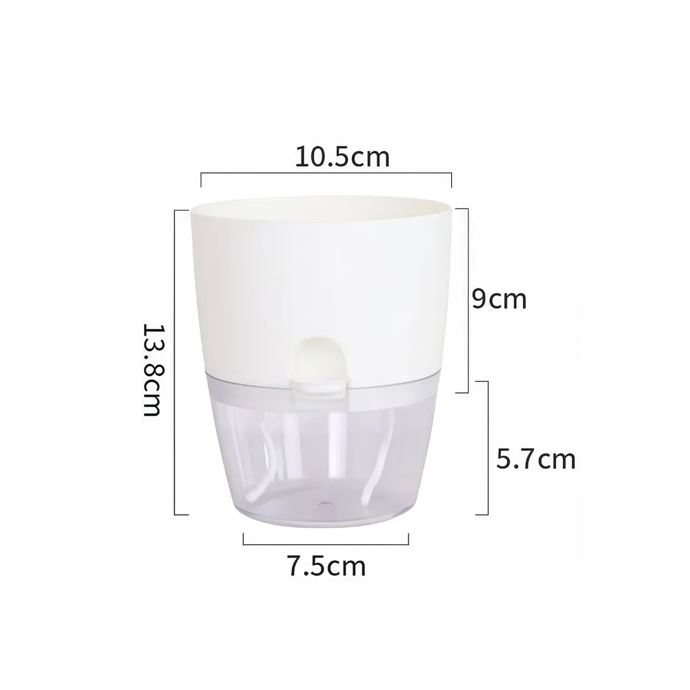 Transparent Plastic Self-Absorbent Flowerpot Double Layer Injection Port Lazy Water Storage Pot Cotton Rope Water Filled