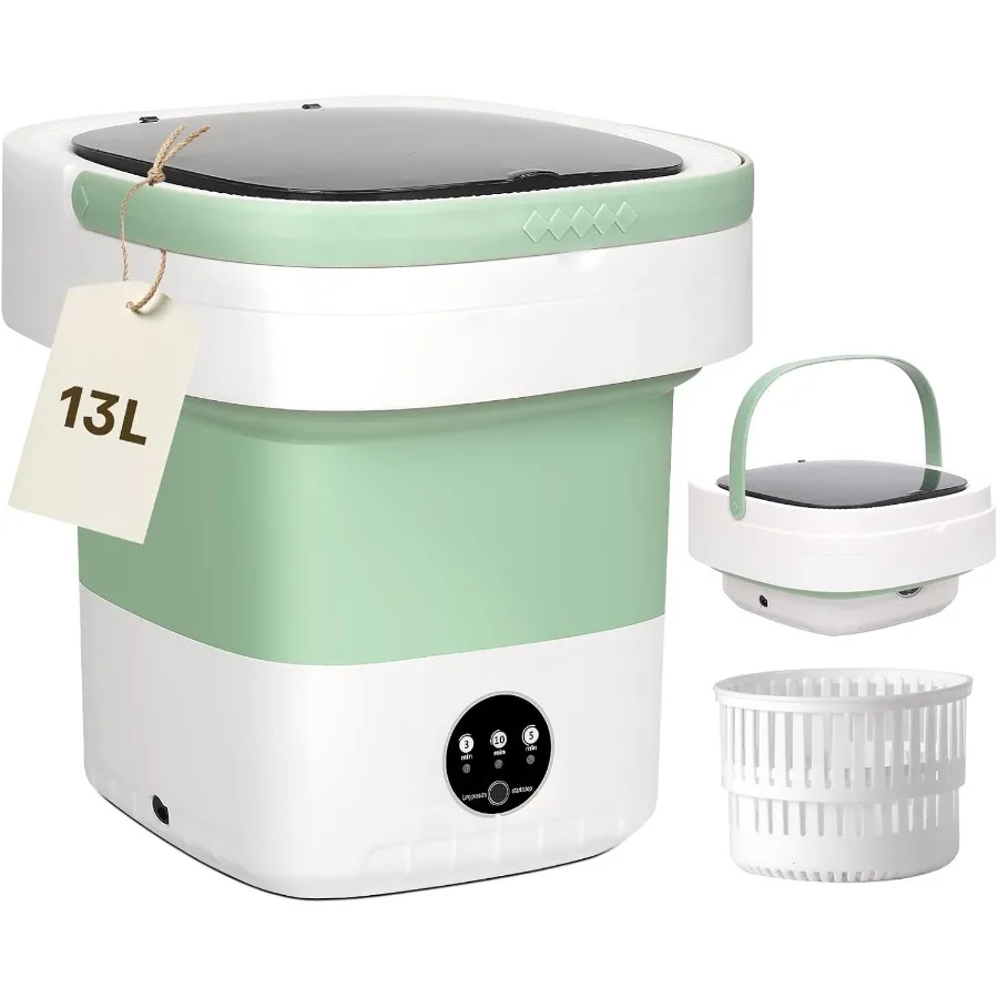 

Портативная мини-стиральная машина на 13 л, складная дорожная стиральная машина для нижнего белья, детской одежды, носков, с 3 режимами, водонепроницаемая, легкая