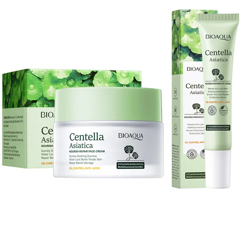 BIOAQUA Centella Asiatica Face Cream Eye Cream skincare Set Moisturizing Nourishing Firming Facial Cream Skin Care for Beauty