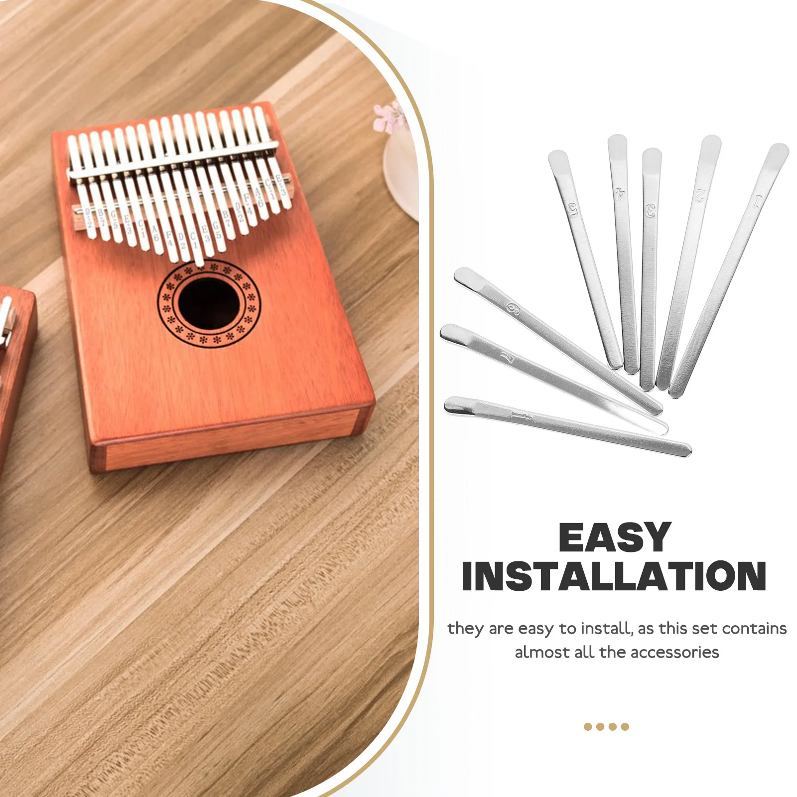 

1Set Mini Kalimba DIY Kit 8 Metal Keys Thumb Piano Repair Parts Complete Saddle Bridge Assembly for Practice Performance