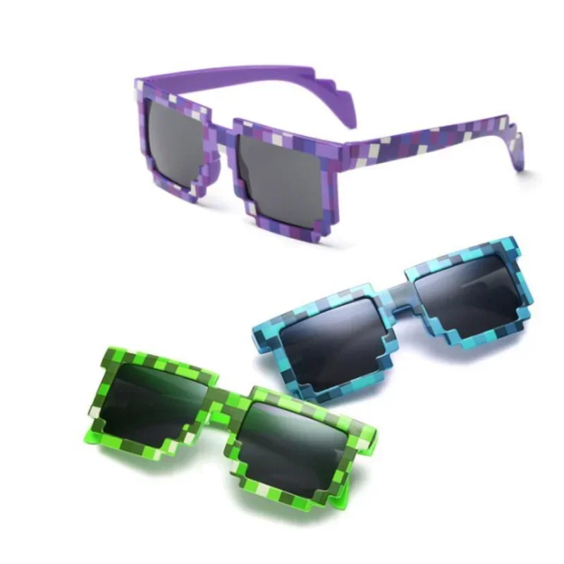 Hot 20 Styles Fashion Sunglasses Kids Cos Play Action Game Toy Minecrafter Square Glasses with EVA Case Toys for Children Gift