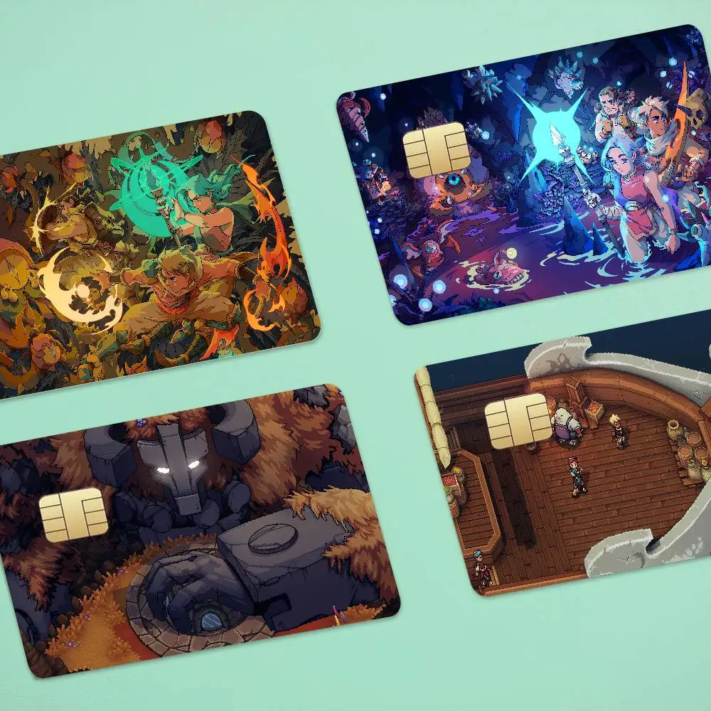 Game Sea Of Stars Anime 1 Set Of 4 Pcs Funny Shell Ultra Thin No Fade Sticker Skin Cover Film For Debit Credit Card