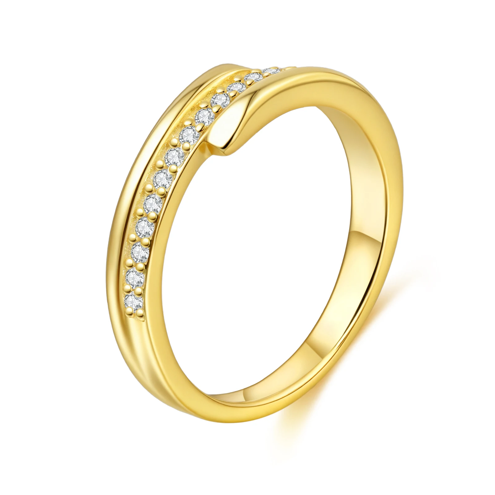 

PANQDIY 925 Sterling Silver Ladies' Wedding Ring 18k Gold Plated CZ Ring Suitable for Women's Engagement Rings Jewelry