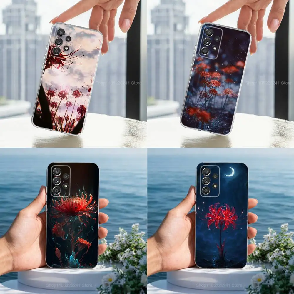 

vegetation Red Spider Lily For Samsung A51,71,30,S10,9,20,Ultra,FE,Lite, S23,21,22,PIus,Transparent, Silicone Phone Case