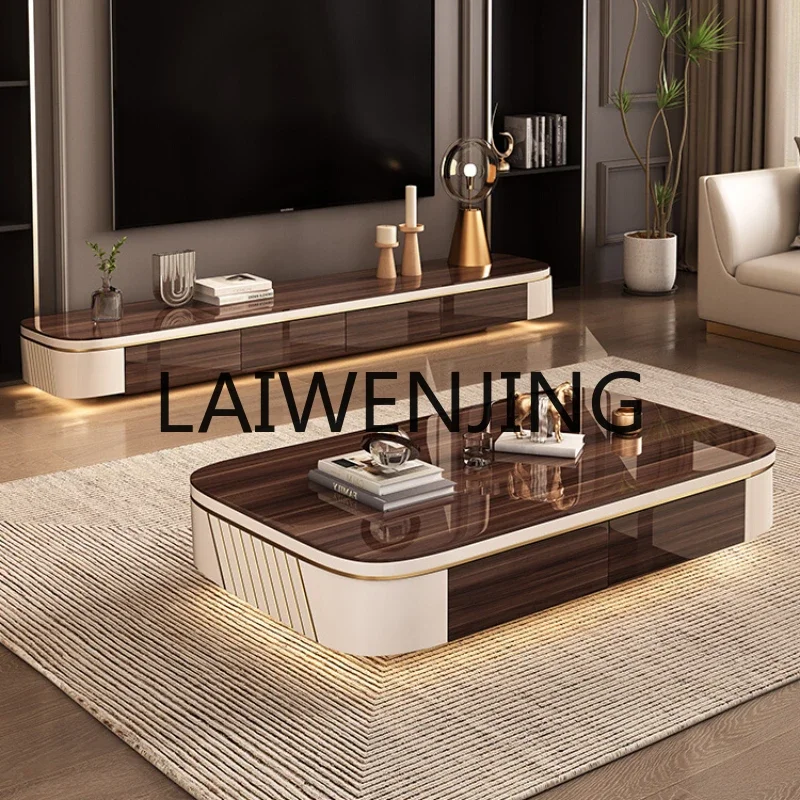 

TV cabinet coffee table combination household floor decoration living room extended floor cabinet light luxury high-end