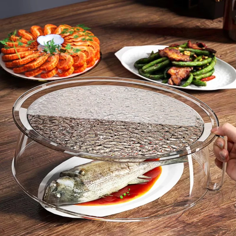 Microwave Oven Cover with Handle Heat Resistant Splatter Guard Lid Transparent Plate Dish Shield for Kitchen Fridge & BBQ