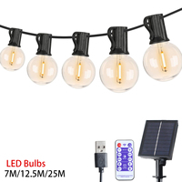 7-25M Festoon Solar LED Globe G40 String Light Fairy Outdoor For Christmas Party Garden Garland Lamp Street Patio Backyard Decor