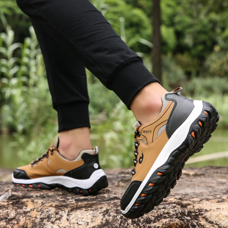 New Fall Sneakers Men Fashion Comfortable Hiking Shoes Men Leather Waterproof Anti-Slip Sneakers for Men Zapatillas Deporte