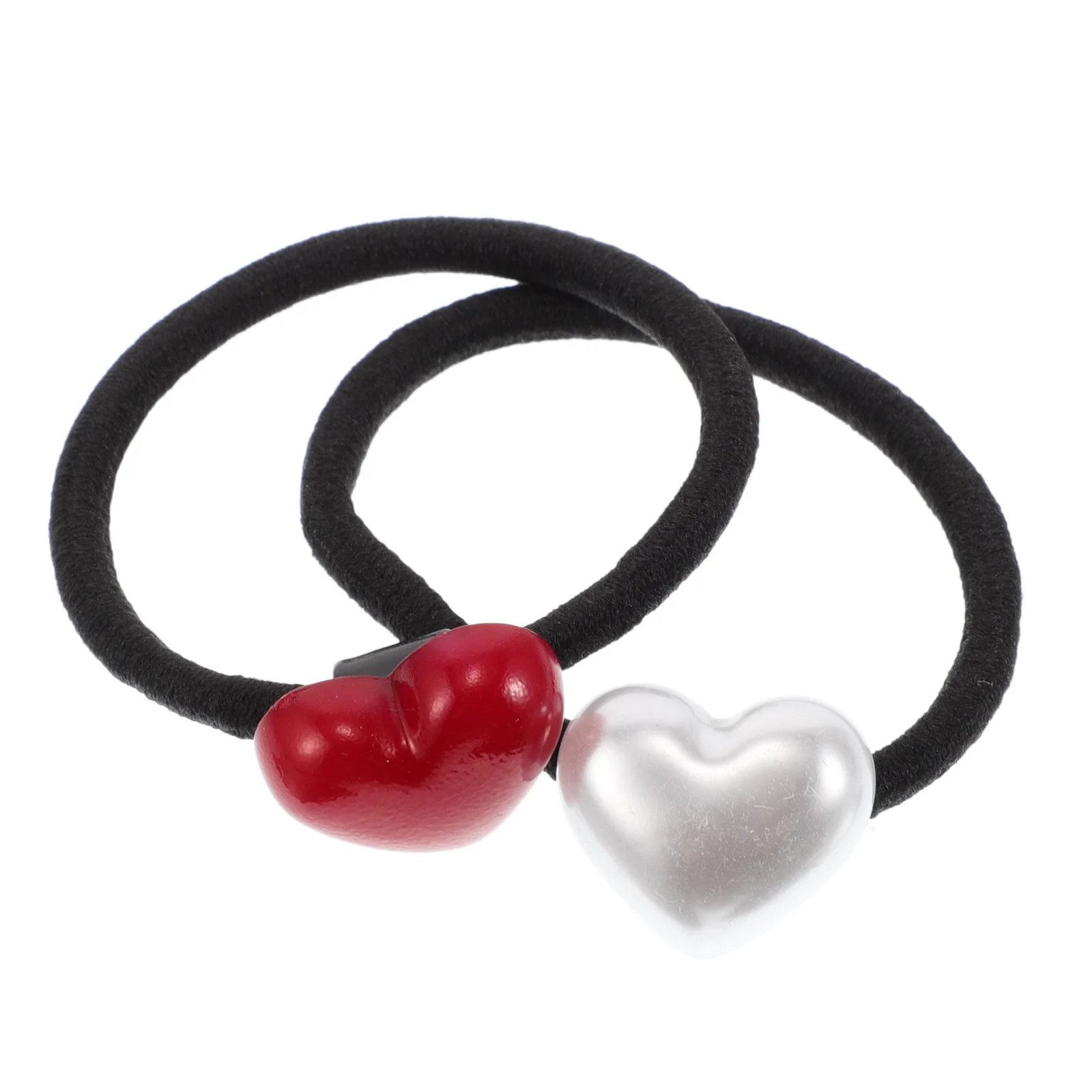 

2Pcs High Elastic Heart Hair Ties Elegant Ponytail Holders for Women Valentine Style Hair Accessories No Damage