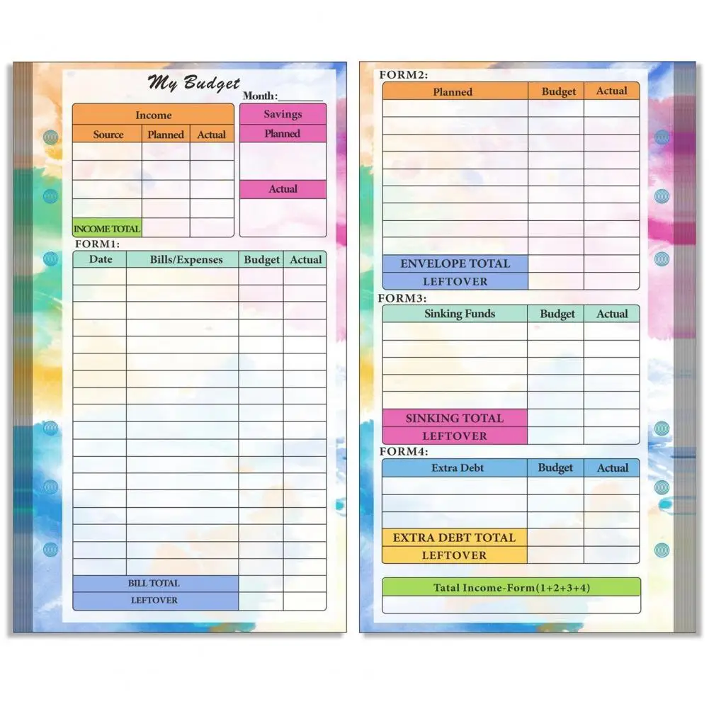 A6 Budget Planner Refill Kit 82 Sheet 2024 Monthly Weekly Planner Calendar Inserts 6 Hole Expense Budget Loose-leaf Notebook