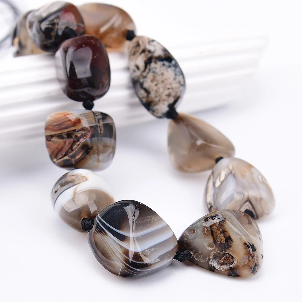 APDGG Big Size Natural Mix Black Agate Stone With Geode Quartz Irregular Nugget Loose Pendant Beads 16'' Strand view 6