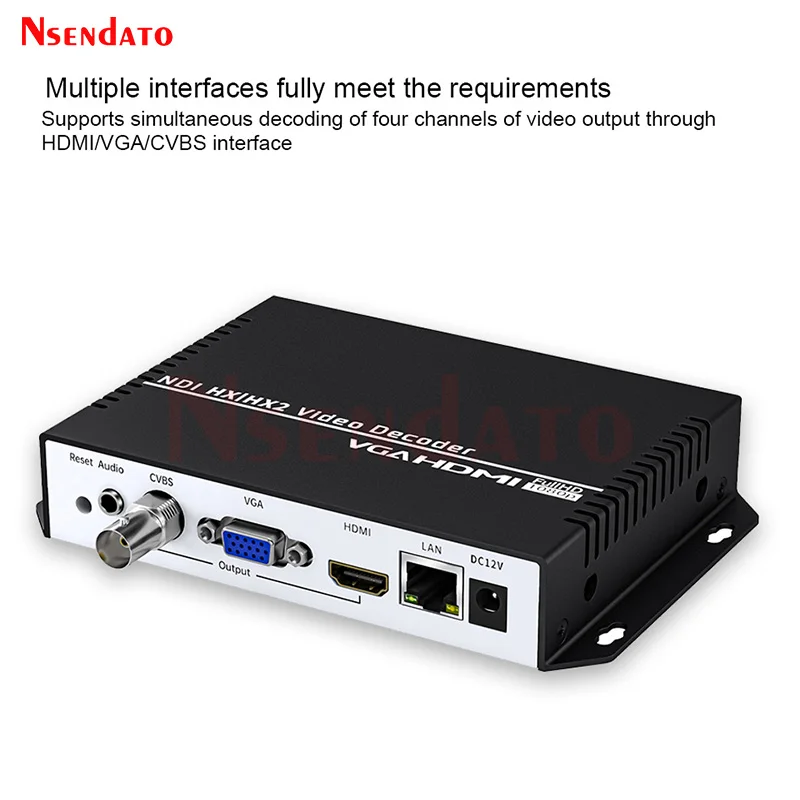 4K H.265 Muti-Viewer VGA HDMI NDI Video Protocols Streaming Decoder Ip to VGA HDMI NDI HX Stream Video Player Decoder