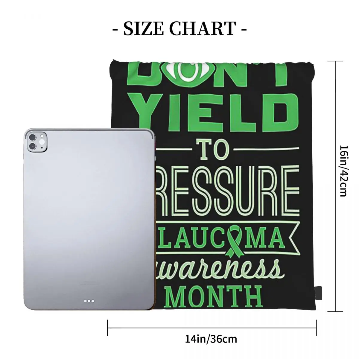 Don't Yield To Pressure Glaucoma Awareness Backpacks Portable Drawstring Bundle Pocket Shoes Bag Book Bags For Travel Students
