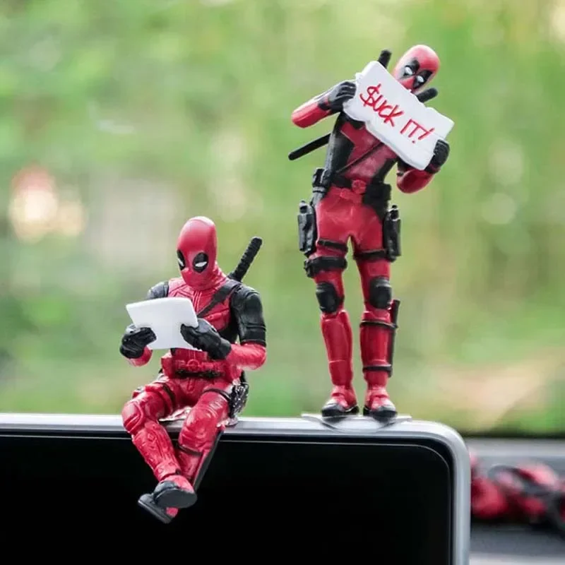 Disney Marvel X-Men Deadpool 2 Action Figure Sitting Lying Posture Model Car Ornament Anime Mini Doll PVC Figurine Toys