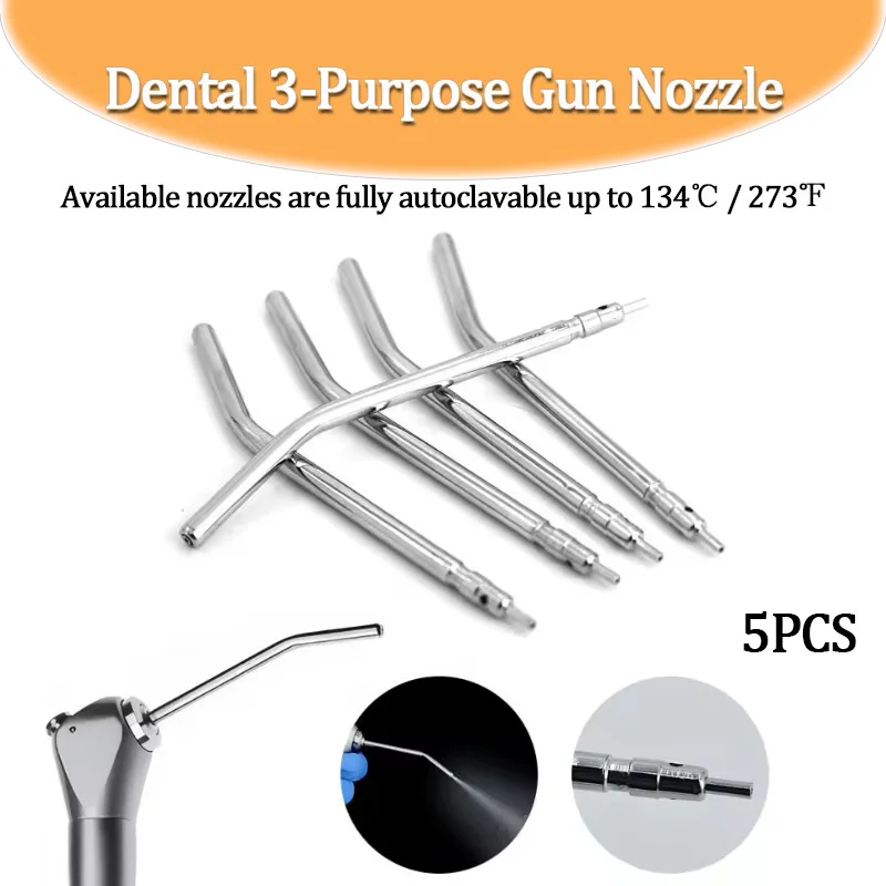 Dental Gun Nozzle 3-Purpose Stainless Steel Air Water Syringe Nozzles Tips Versatile Teeth Whitening Tool