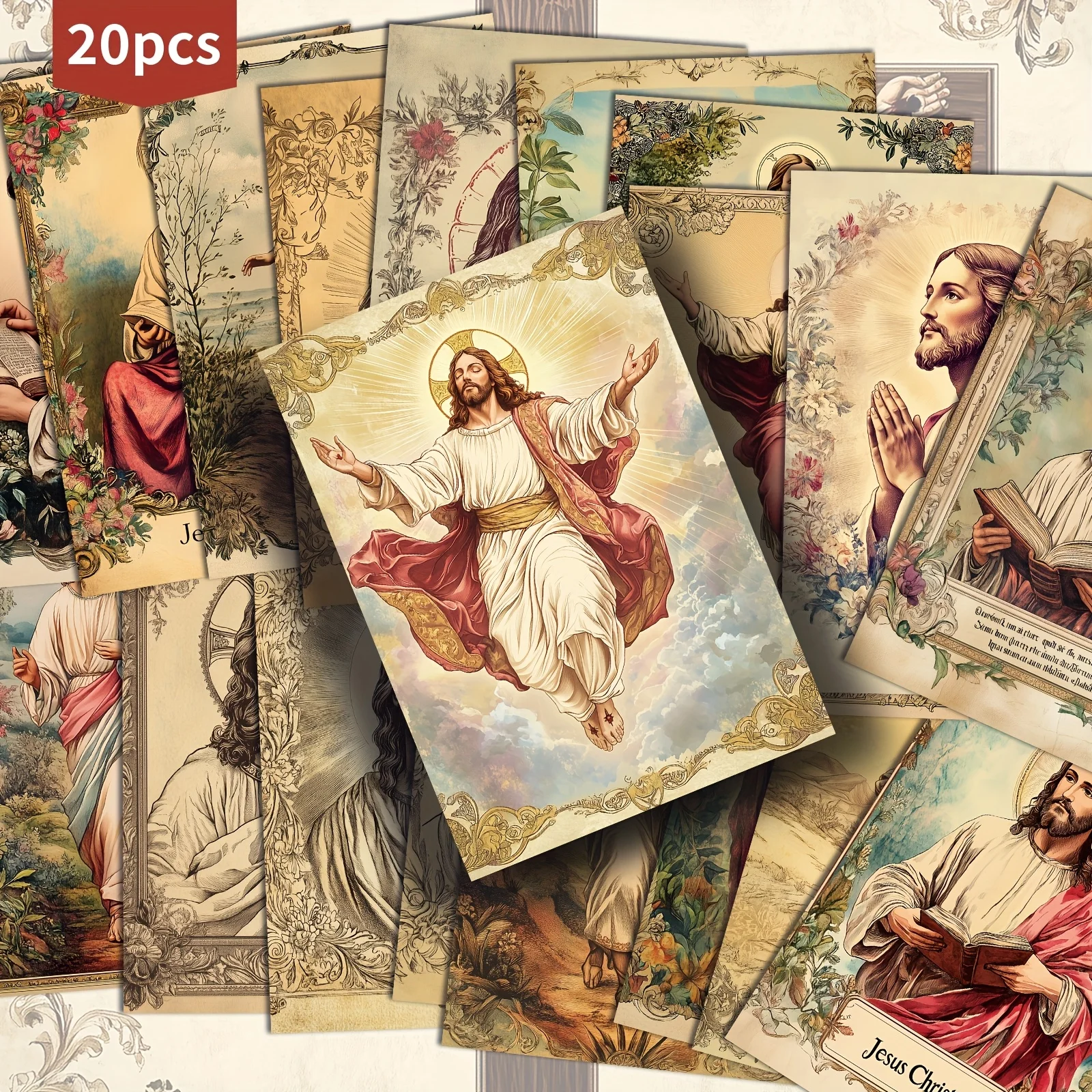 20PCS Vintage Themed Catholic Postcards, Suitable for Collecting Decorative Cards, Used for Scrapbooks and Handmade Crafts