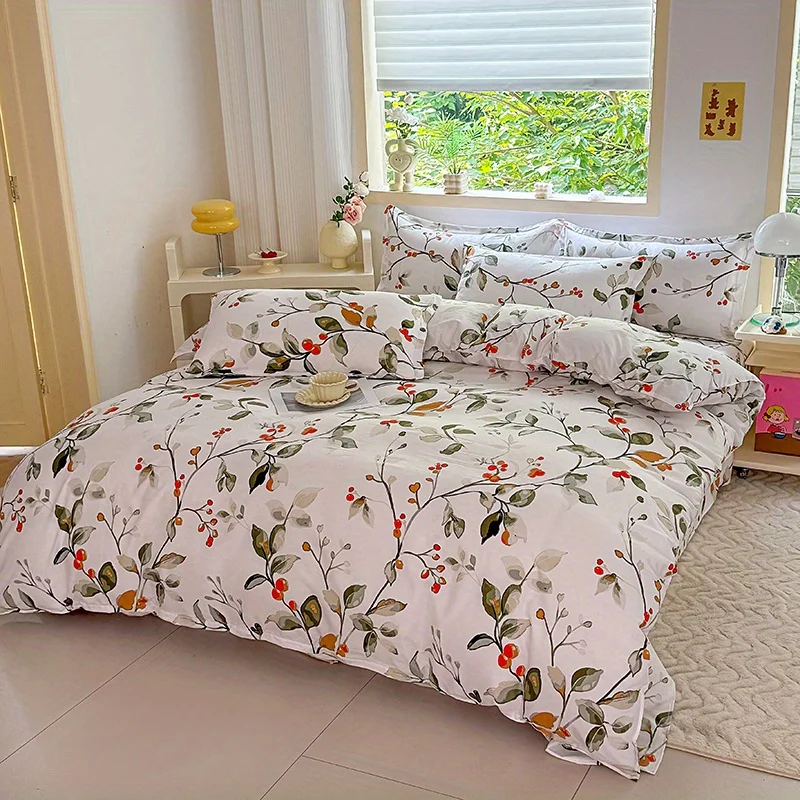 3-Piece Duvet Cover Set with 2 Pillowcases, Breathable Polyester, Machine Washable, Zipper Closure