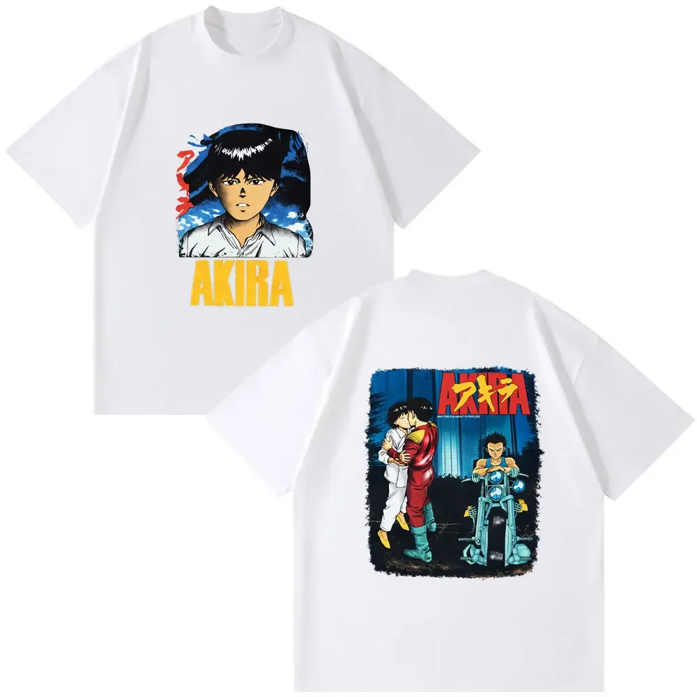 Akira Shotaro Kaneda Graphic T-shirt Vintage Washed Anime Merch Harajuku Unisex Oversized Crew Neck Cotton Short Sleeve Tee Tops