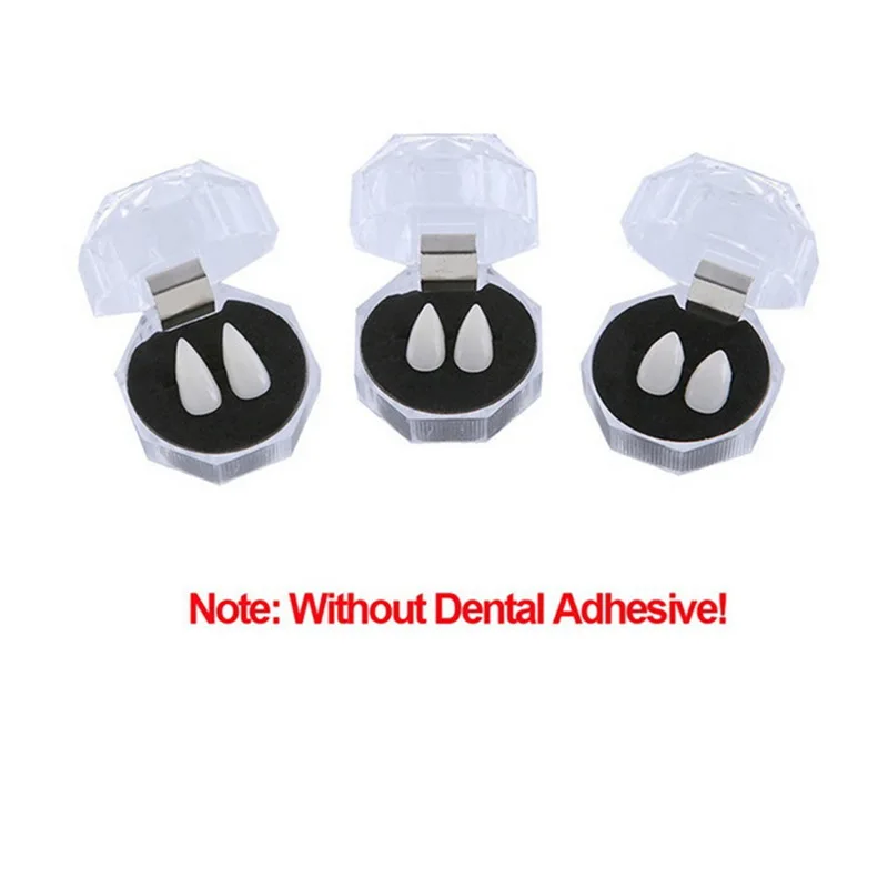 1 Pairs Halloween Vampire Teeth Fangs Dentures Prop Party Costume DIY Cosplay Props Decor False Teeth Resin Fangs With Solid Glu