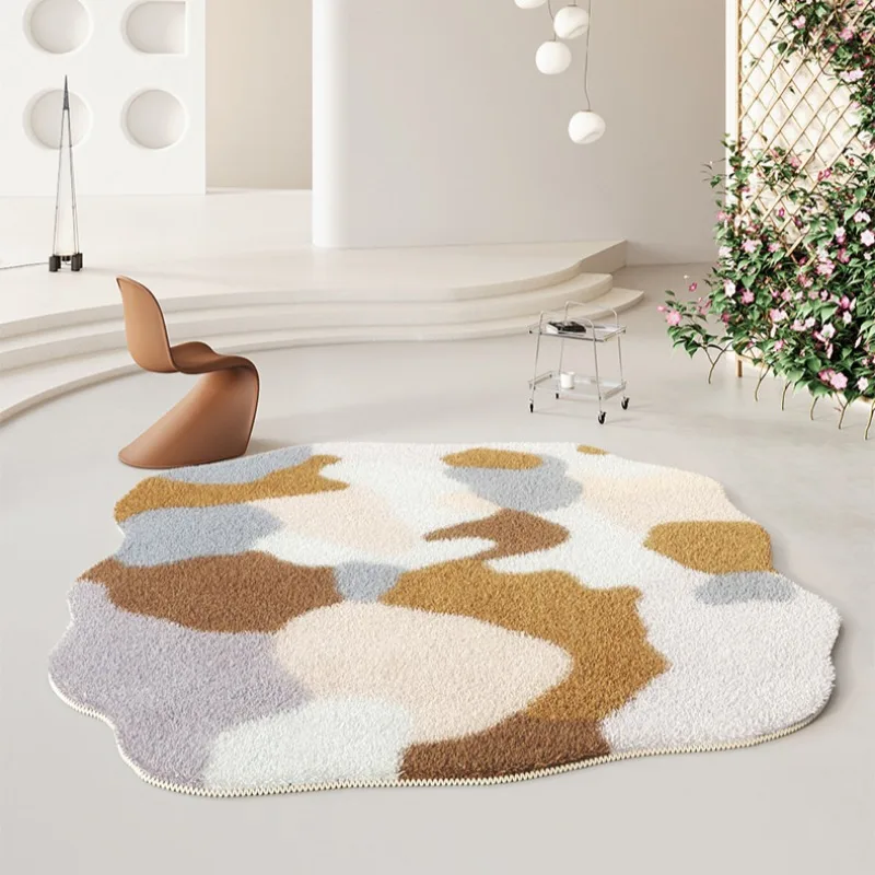 Irregular Living Room Carpet Geometric Color Block Bedroom Carpets Creative Art Home Dedicated Rug Multi-color Fluff Rugs Tapete