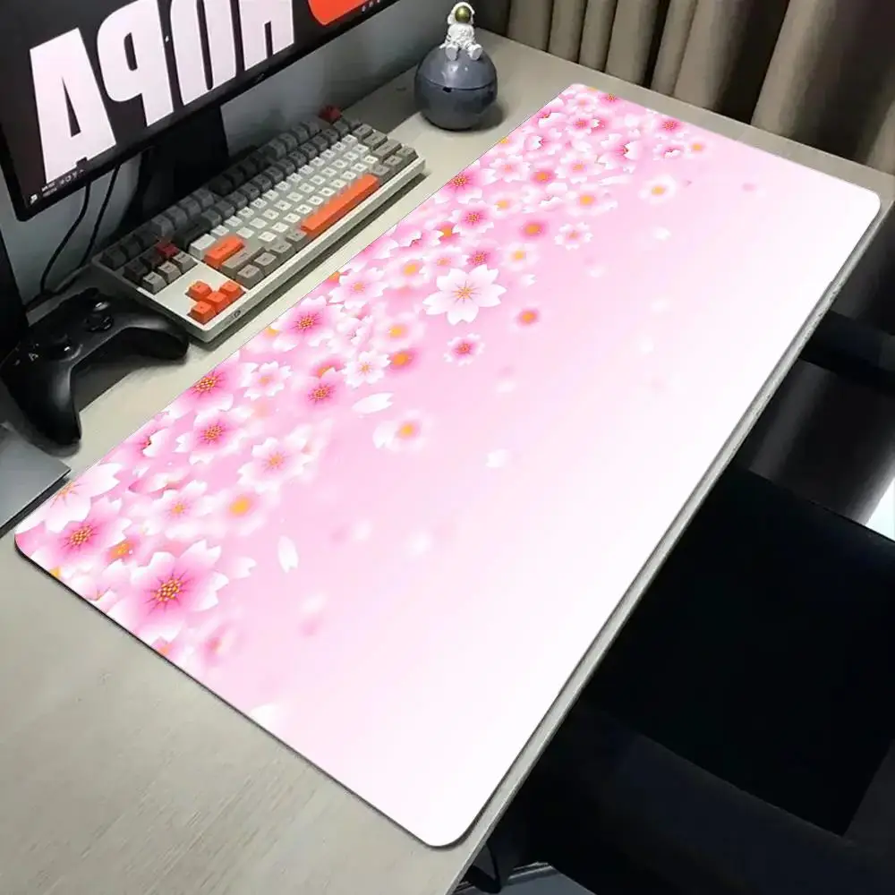 

Purple Blossom Deskmat Cute Pastel Purple Lilac Lavender Cherry Sakura Flowers Japanese Desk Mat Cute kawaii Mousepad 900x400