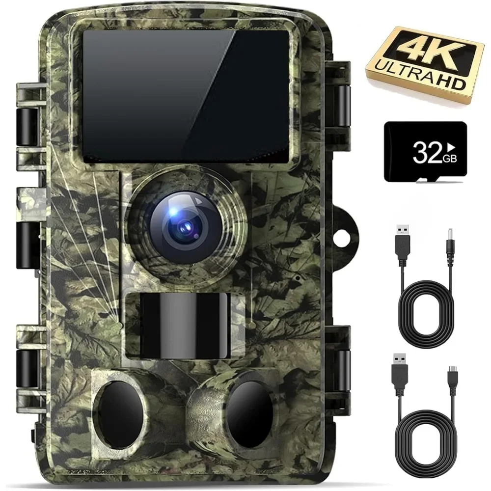 4K 48MP gaming camera with night vision 0.05 second trigger, IP66 waterproof, 130 wide angles, 46 non-illuminated IR LEDsCameras