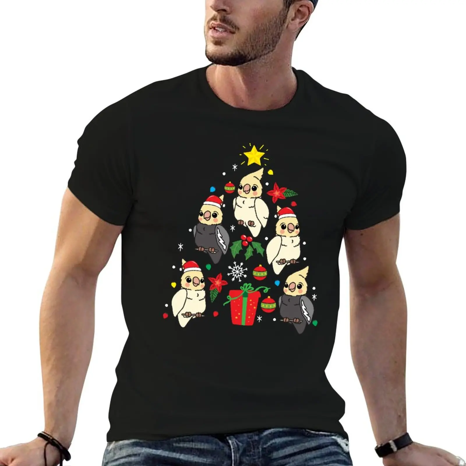 t graphic Christmas Ornament essential shirt Tree T-Shirt man Cockatiel shirt t
